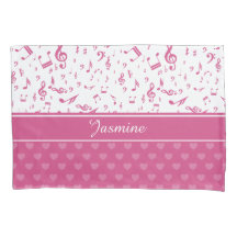 Custom Music Notes and Hearts Pattern Pink White