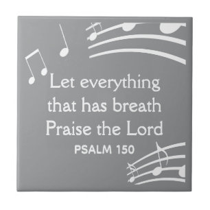 Custom MUSIC NOTES Modern Gray Christian Ceramic Tile
