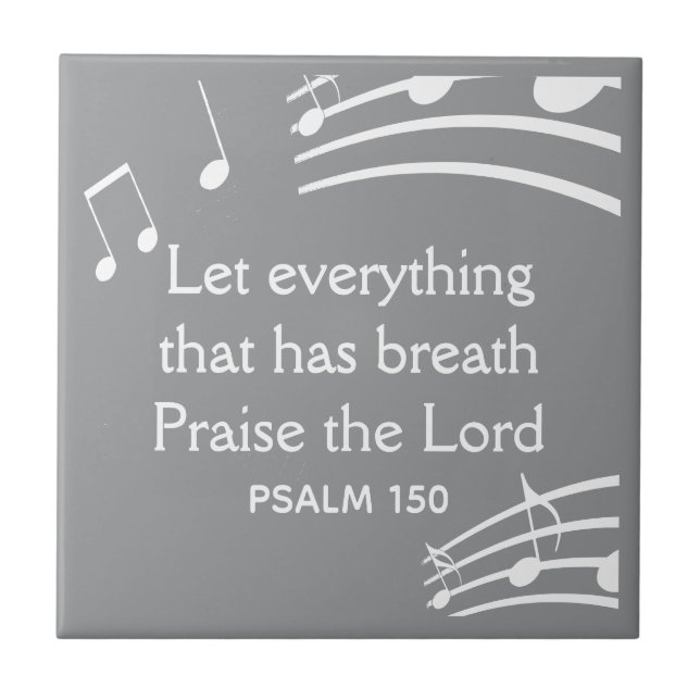 Custom MUSIC NOTES Modern Gray Christian Ceramic Tile (Front)