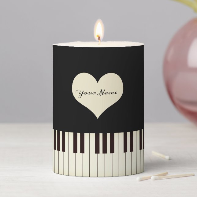 Custom Music Piano Teacher Piano Keys   Pillar Candle (In Situ)