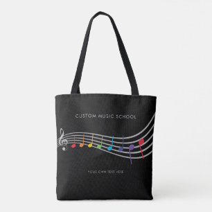 Custom Music School Rainbow Music Notes Tote Bag