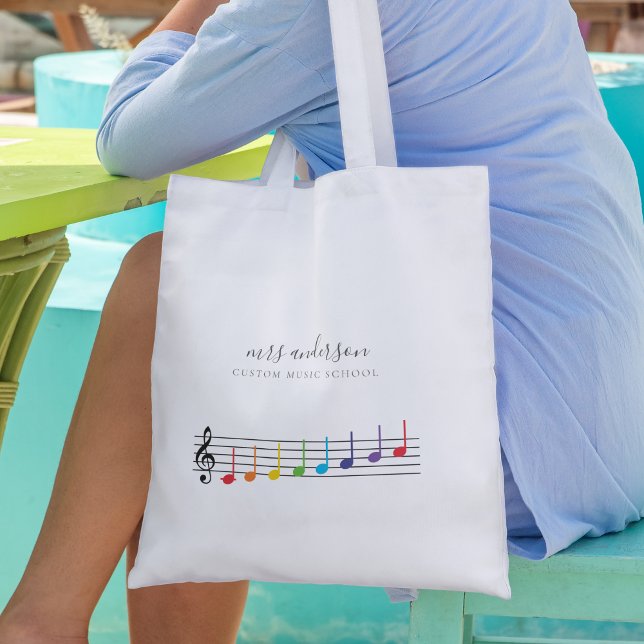 Custom Music School Teacher Name Elegant Tote Bag (Creator Uploaded)