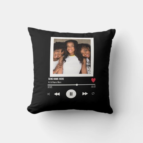 Custom Music Song Gift Unique Personalized Photo Throw Pillow