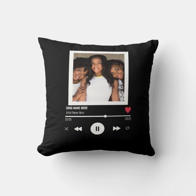 Custom Music Song Gift Unique Personalized Photo Throw Pillow (Front)