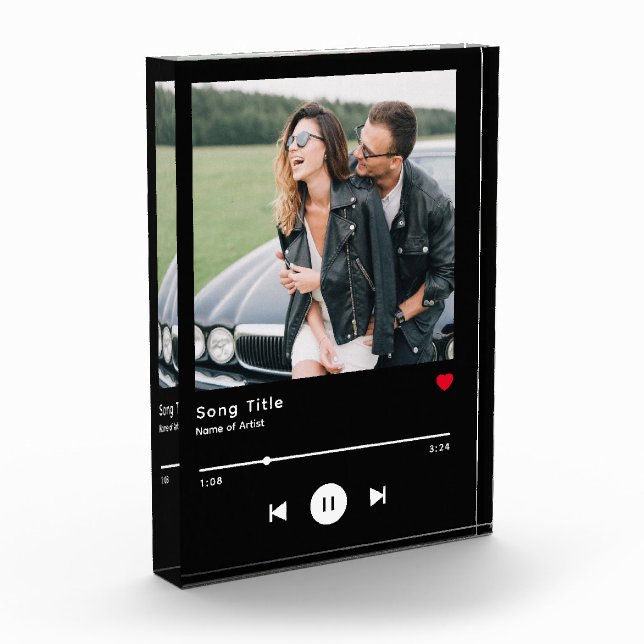 Custom Music & Song Photo Glass Block (Left)