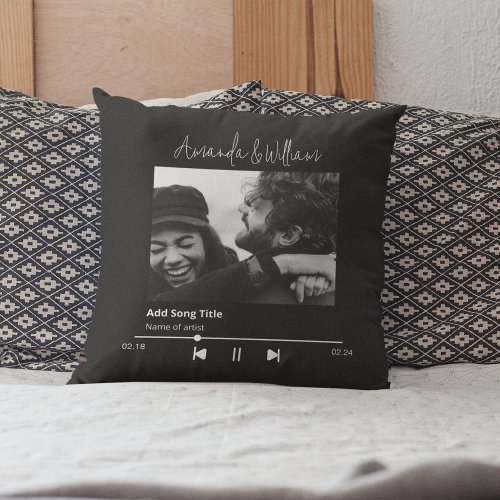 Custom Music  Song Photo Throw Pillow