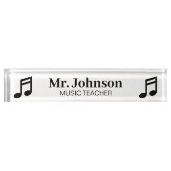 Custom Music Teacher Name And Music Note Icon Desk Name Plate by logotees at Zazzle