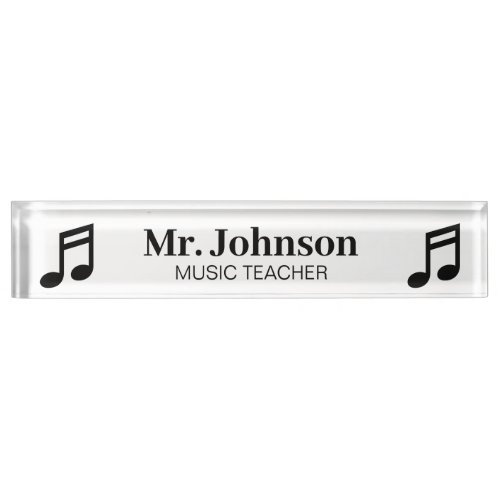 Custom music teacher name and music note icon desk name plate