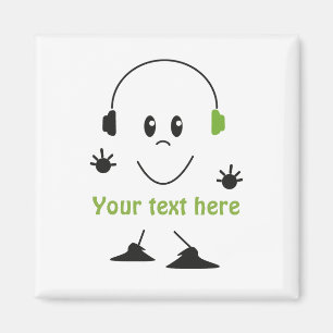 Custom Music Text Cute Headphones Character Magnet