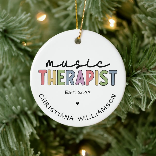 Custom Music Therapist Music Therapy Graduation Ceramic Ornament (Tree)