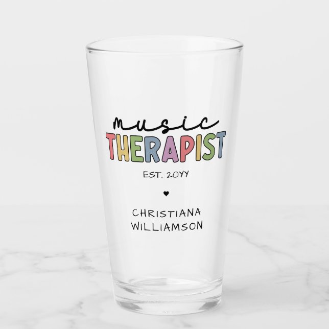 Custom Music Therapist Music Therapy Graduation Glass (Front)