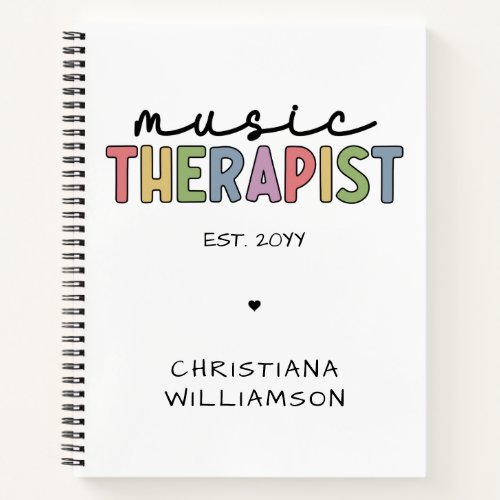 Custom Music Therapist Music Therapy Graduation Notebook