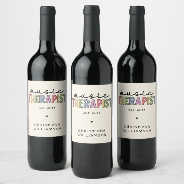 Custom Music Therapist Music Therapy Graduation Wine Label (Bottles)