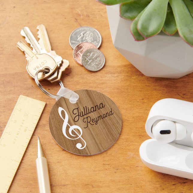 custom Musical Note on Wood Keychain (Desk)