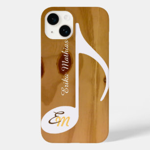 Custom musical note on wood, rustic Case-Mate iPhone 14 case