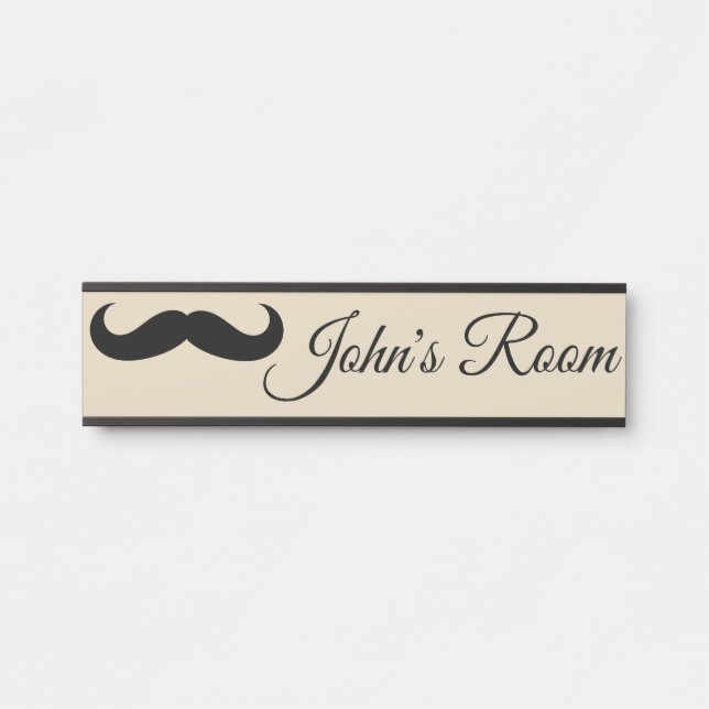 Custom Mustache Design Name Door Sign (Front)