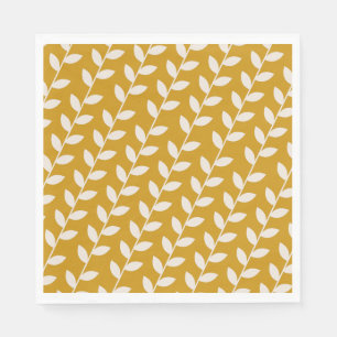 Custom Mustard 70s Retro Leaf Pattern Napkins