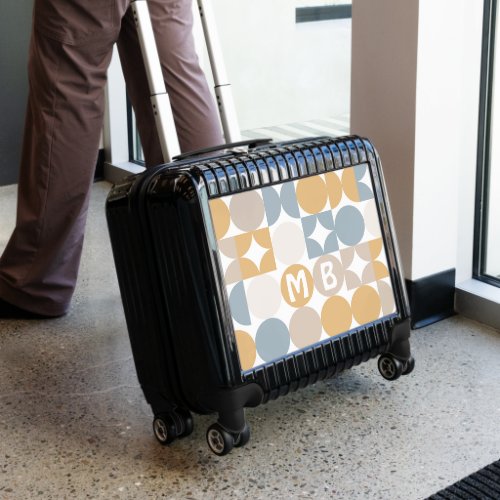 Custom Mustard Taupe Gray Blue White Art Pattern Luggage