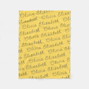 Custom Mustard Yellow Personalized Baby Girl Gift Fleece Blanket