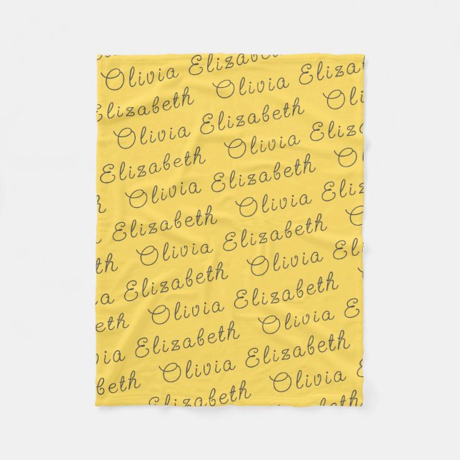 Custom Mustard Yellow Personalized Baby Girl Gift Fleece Blanket (Front)