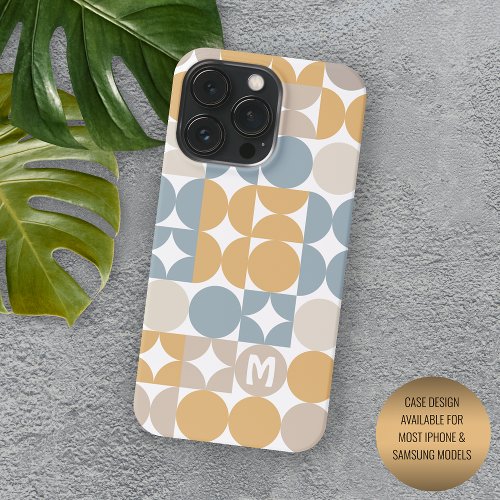 Custom Mustard Yellow Taupe Gray Beige Art Pattern iPhone 13 Pro Case