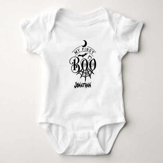 Custom My First Boo Halloween Bat Black White