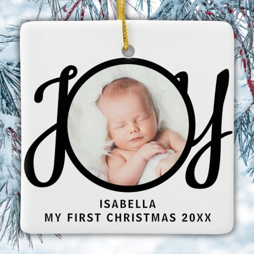 Custom My First Christmas Photo Keepsake Ceramic Ornament