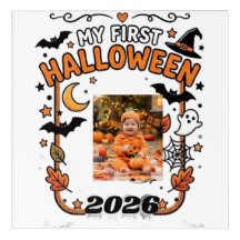 Custom My First Halloween 2026 Baby Photo Name T-S