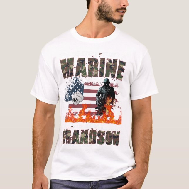Custom My Grandson Is A Marine Proud Grandma Proud T-Shirt (Front)