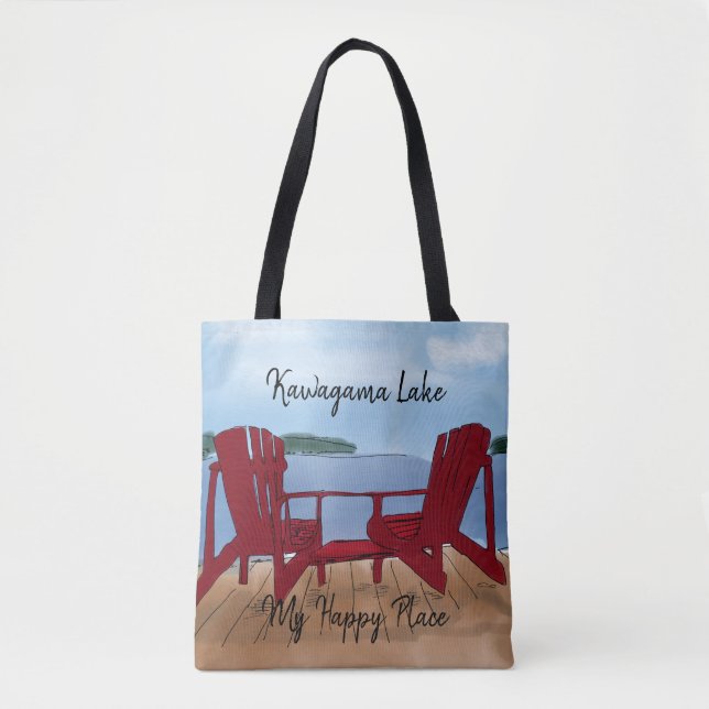 Custom My Happy Place Tote Bag (Front)