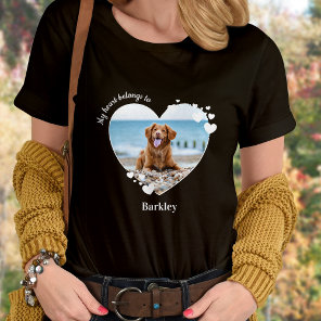 Custom My Heart Belongs To Dog Lover Pet Photo T-Shirt