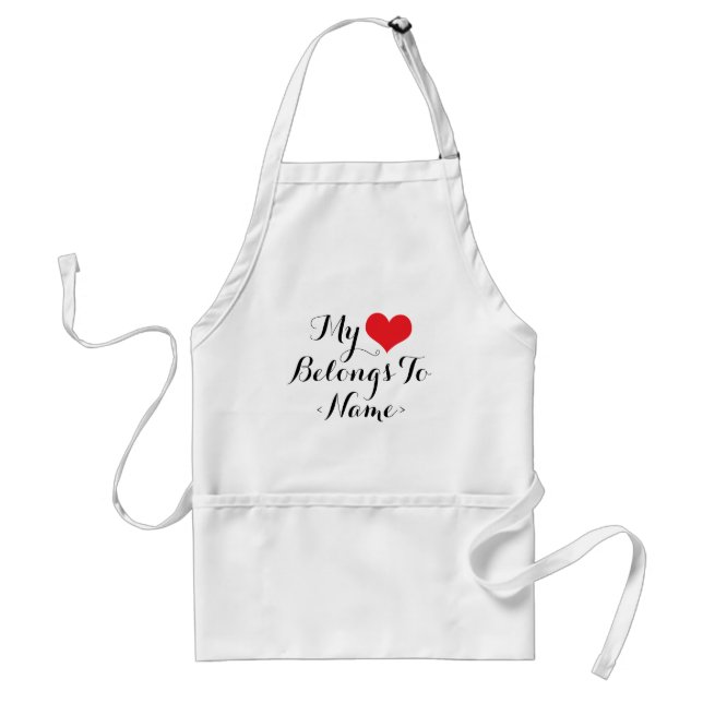 Custom My Heart Belongs To <Name> Adult Apron (Front)