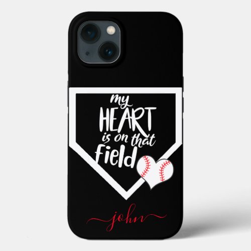 Custom MY HEART IS ON THAT FIELD Mom Baseball 12 iPhone 13 Case