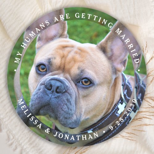 Custom My Humans Are Getting Married Pet Dog Photo Classic Round Sticker