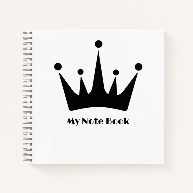 Custom My Note book Text Black Color Crown Image  (Front)