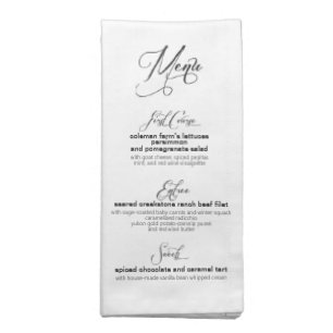 Custom MYO 3-Course Menu Template on Dinner Size Cloth Napkin
