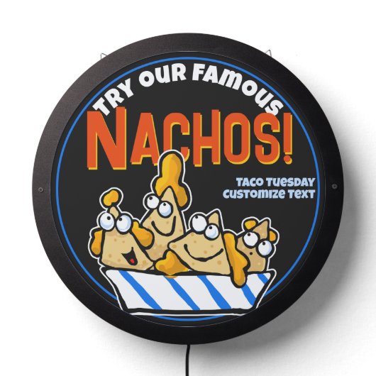 Custom Nachos Con Queso Mexican Food Advertising LED Sign (Lights Off)