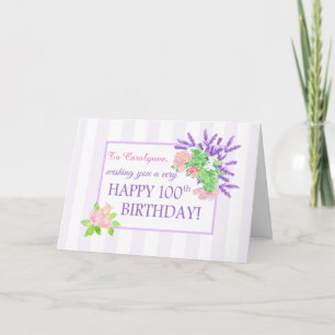 Custom Name 100th Birthday Summer Flowers Card