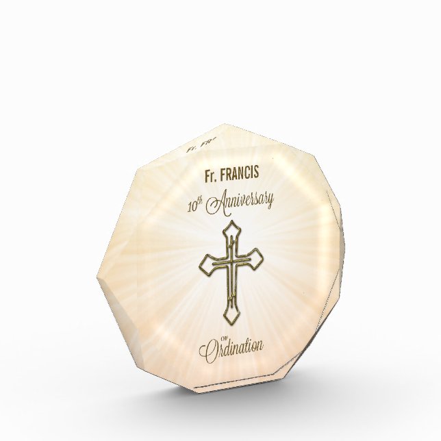 Custom Name, 10th Anniversary of Ordination Acrylic Award (Left)
