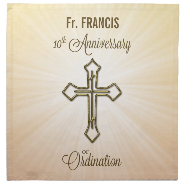 Custom Name, 10th Anniversary of Ordination Cloth Napkin (Front)