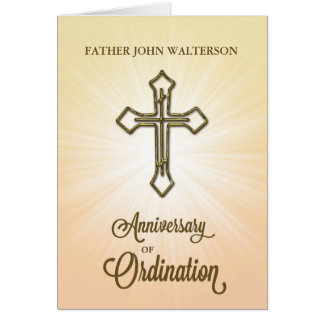 Custom Name, 10th Anniversary of Ordination, Gold Card