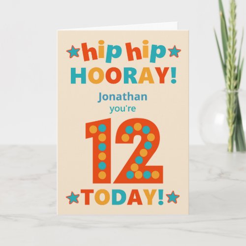 Custom Name 12th Birthday Hip Hooray Card