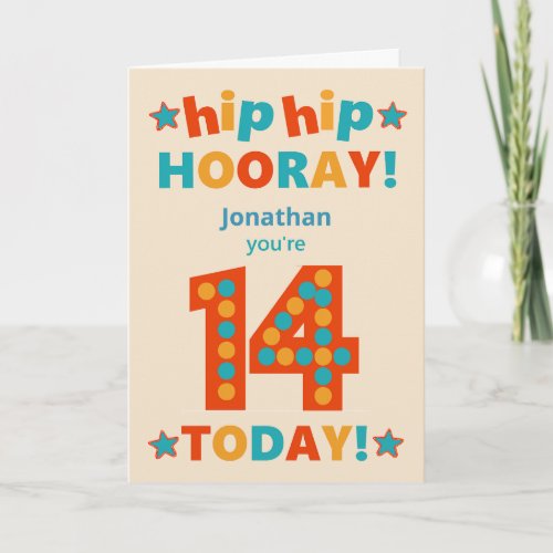 Custom Name 14th Birthday Hip Hooray Card