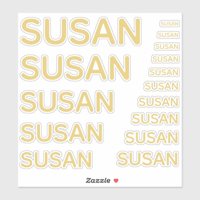 Custom Name 15 Sizes Simple Golden Sticker (Sheet)