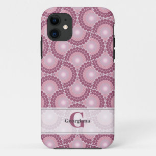 Custom Name 1920s Radiant Dusky Rose Dot Mandala iPhone 11 Case