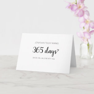 Custom name 1 year 365 days heart anniversary card