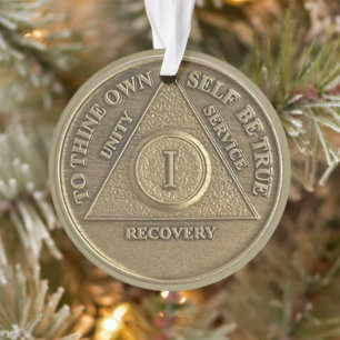 Custom Name   1 Year Sober Anniversary Medallion Ornament