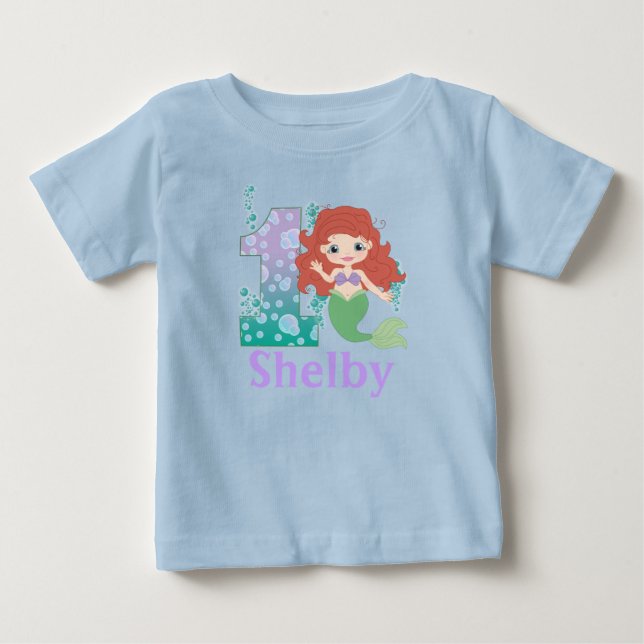 Custom name 1st Birthday Princess Mermaid Shirt (Front)