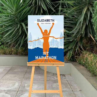 Custom Name 1st Marathon Celebration Party Foam Board