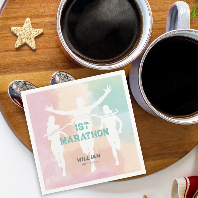 Custom Name 1st Marathon Celebration Party Napkins (Custom Name 1st Marathon Celebration Party Napkins)